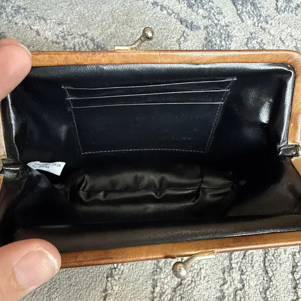 Vintage Perry Ellis America Coin Wallet Black & Tan